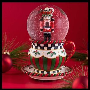 Limited Edition Teapot Nutcracker Snow Globe NIB